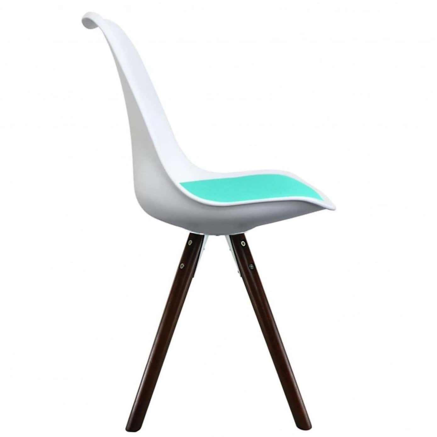 Fusion Living Soho White Plastic Dining Chair with Pyramid Legs