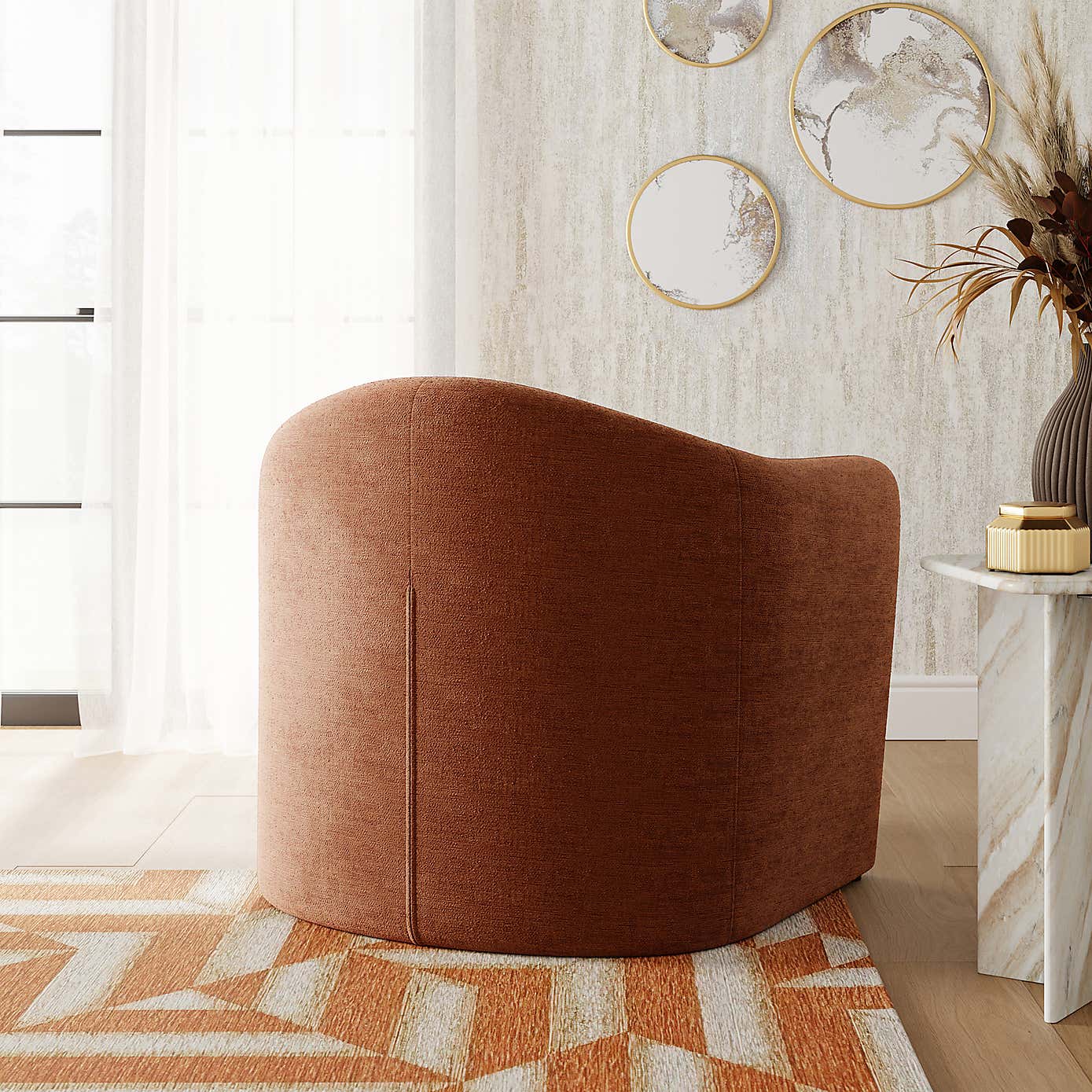 Darcy Distressed Chenille Accent Chair