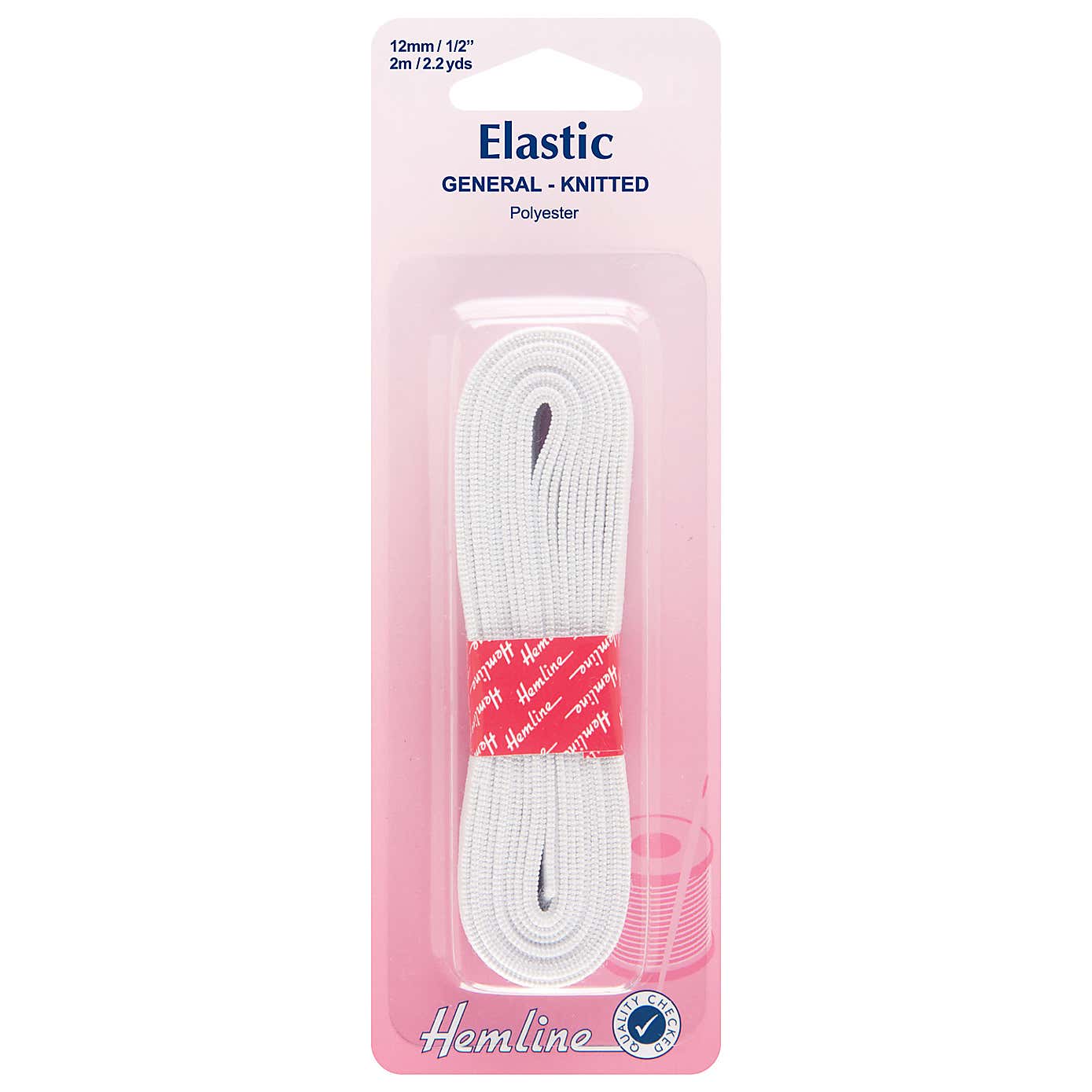 Hemline White Elastic 2m