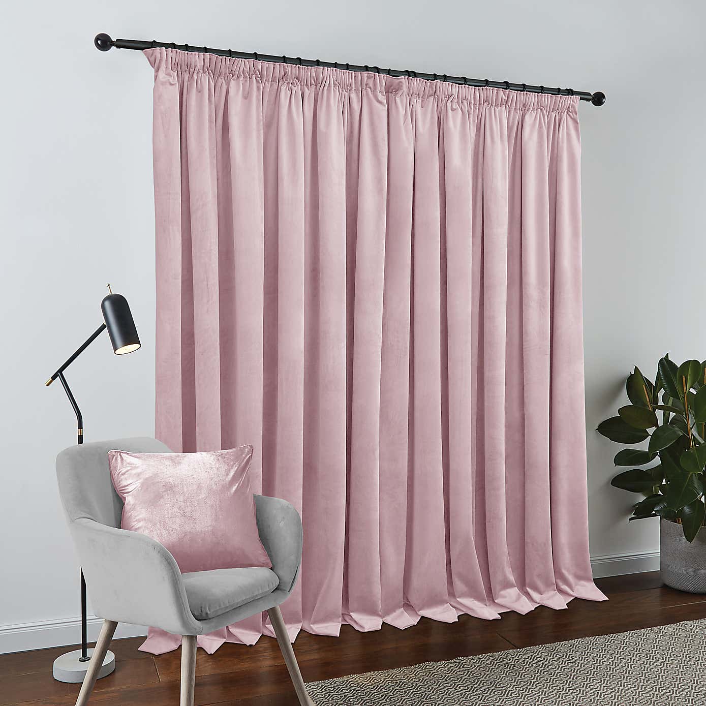 Recycled Velour Olive Pencil Pleat Curtains