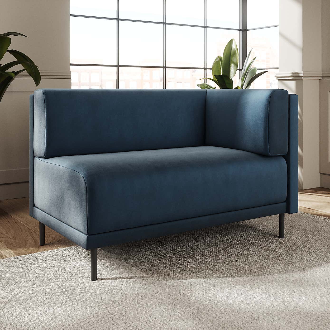 Mae Corner Dining Bench, Matte Plush Velvet