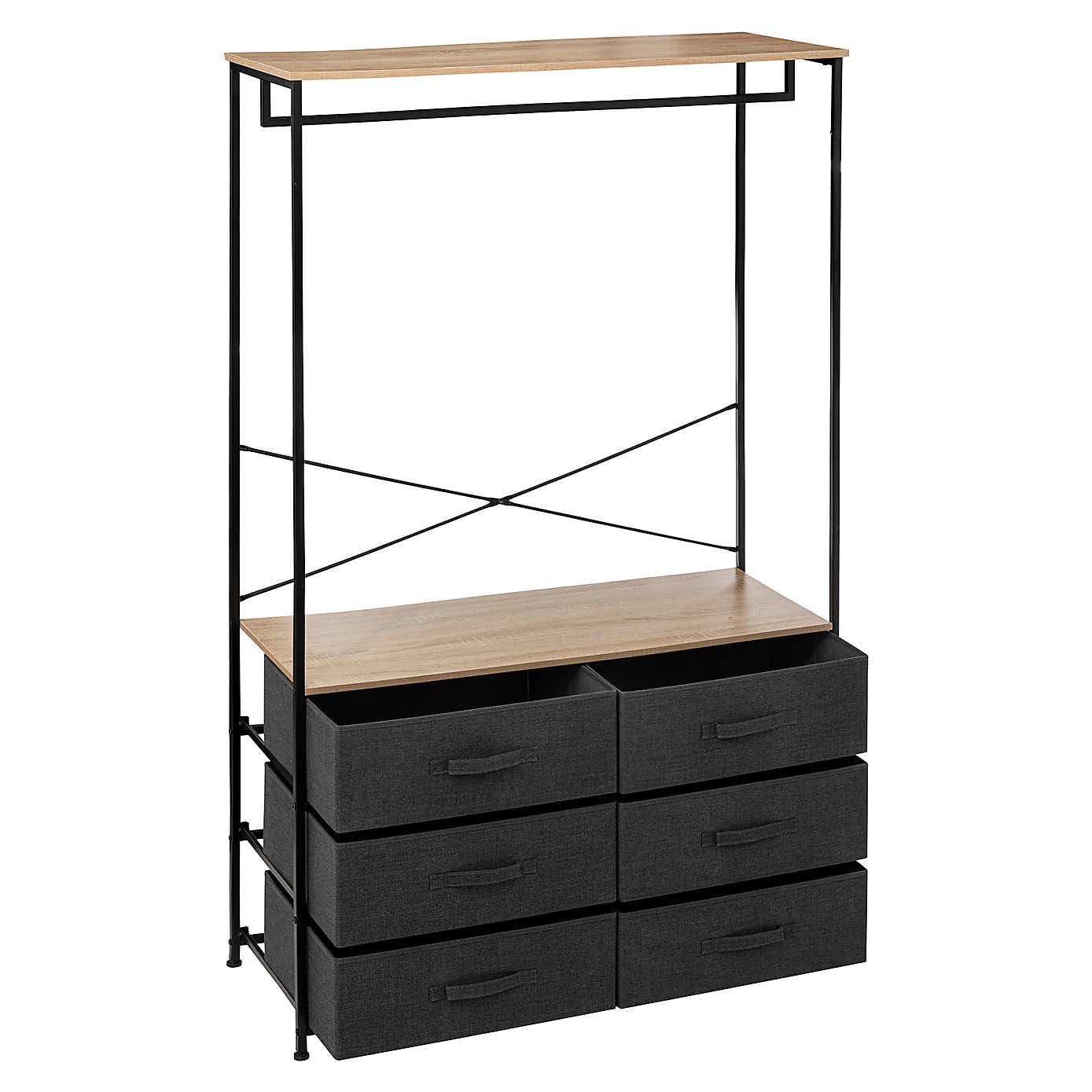 Tissa Hanging Rail with 6 Grey Drawers