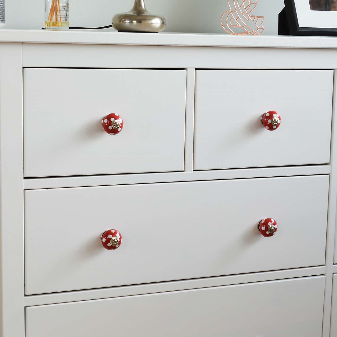 Pack of 6 Nicola Spring Spotted Round Drawer Knobs