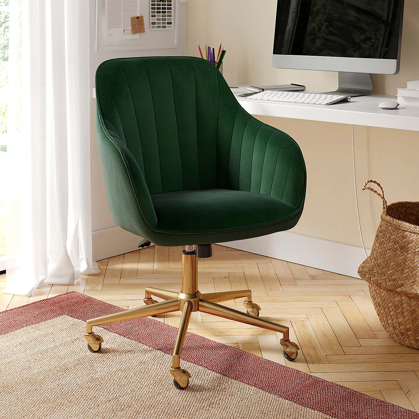 Connie Pleated Velvet Office Chair