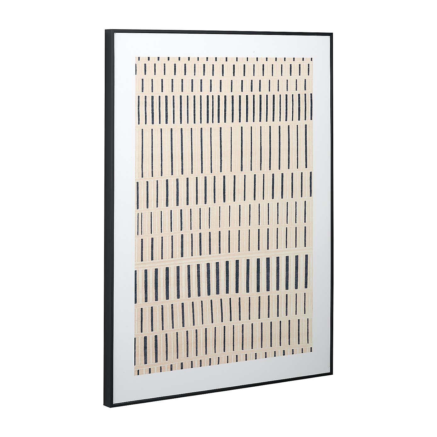 Black Stripe Pattern Natural Framed Canvas