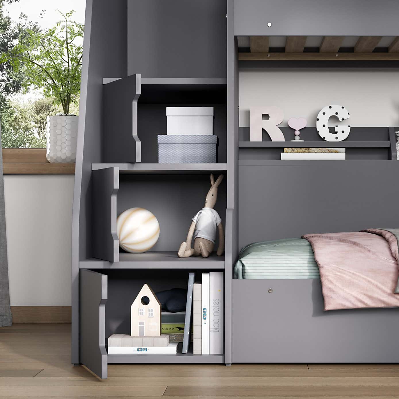 Slick Staircase Triple Bunk Bed