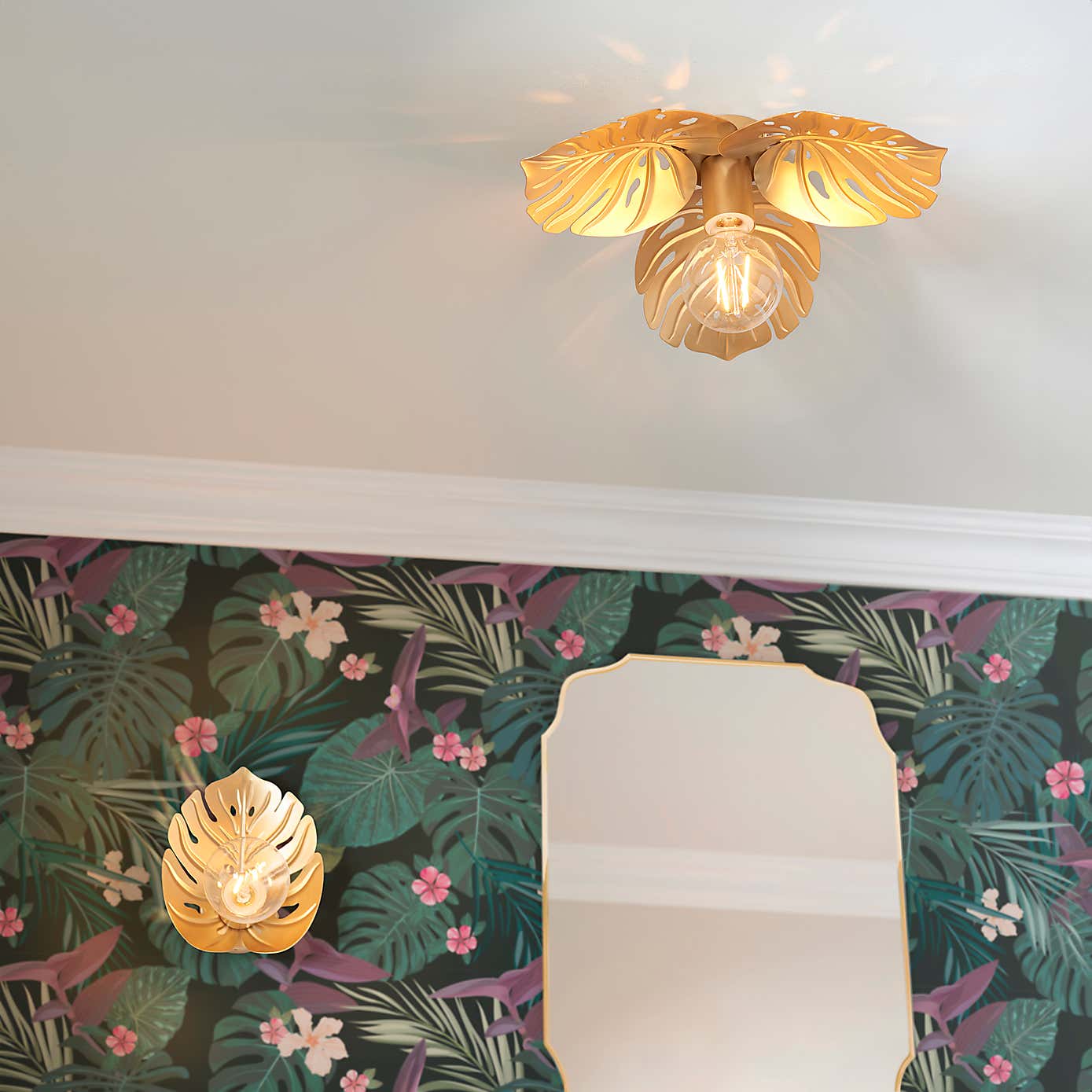 Indi Leaf Bathroom Flush Ceiling Light