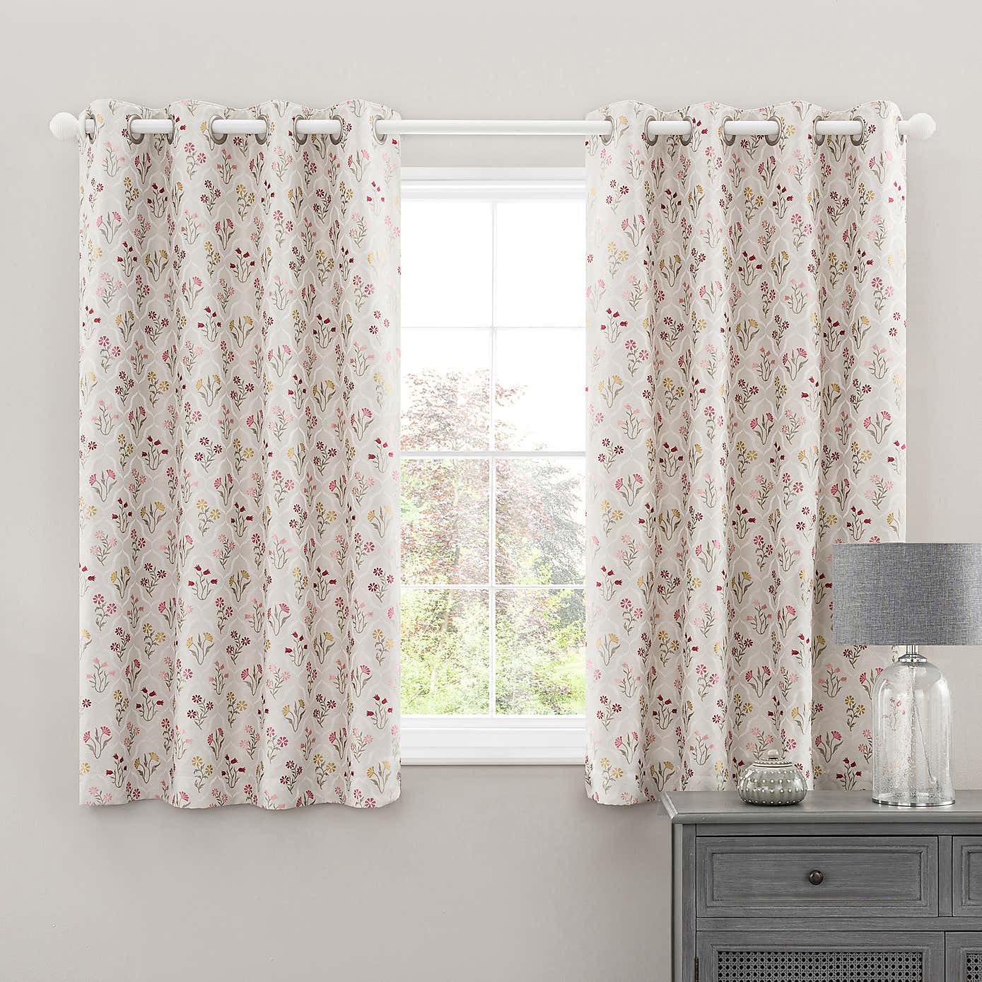 Fleur Floral Jacquard Eyelet Curtains