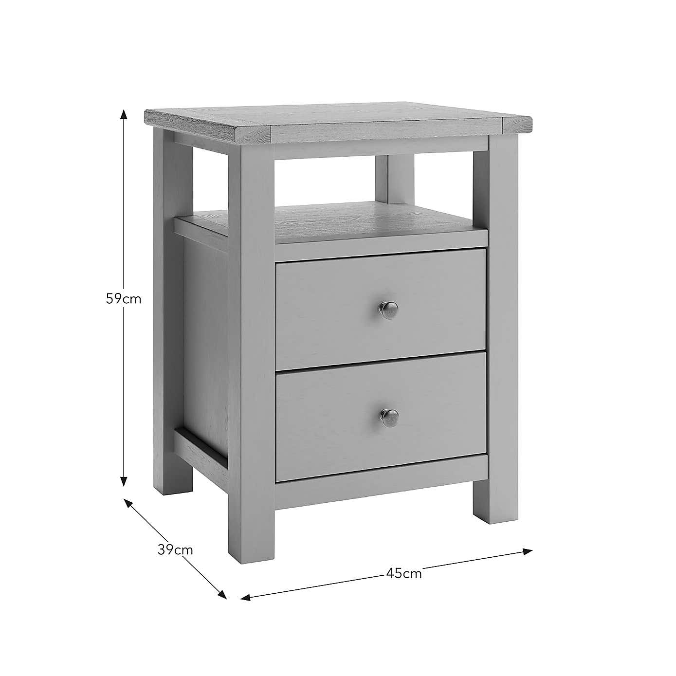 Olney 2 Drawer Bedside Stone