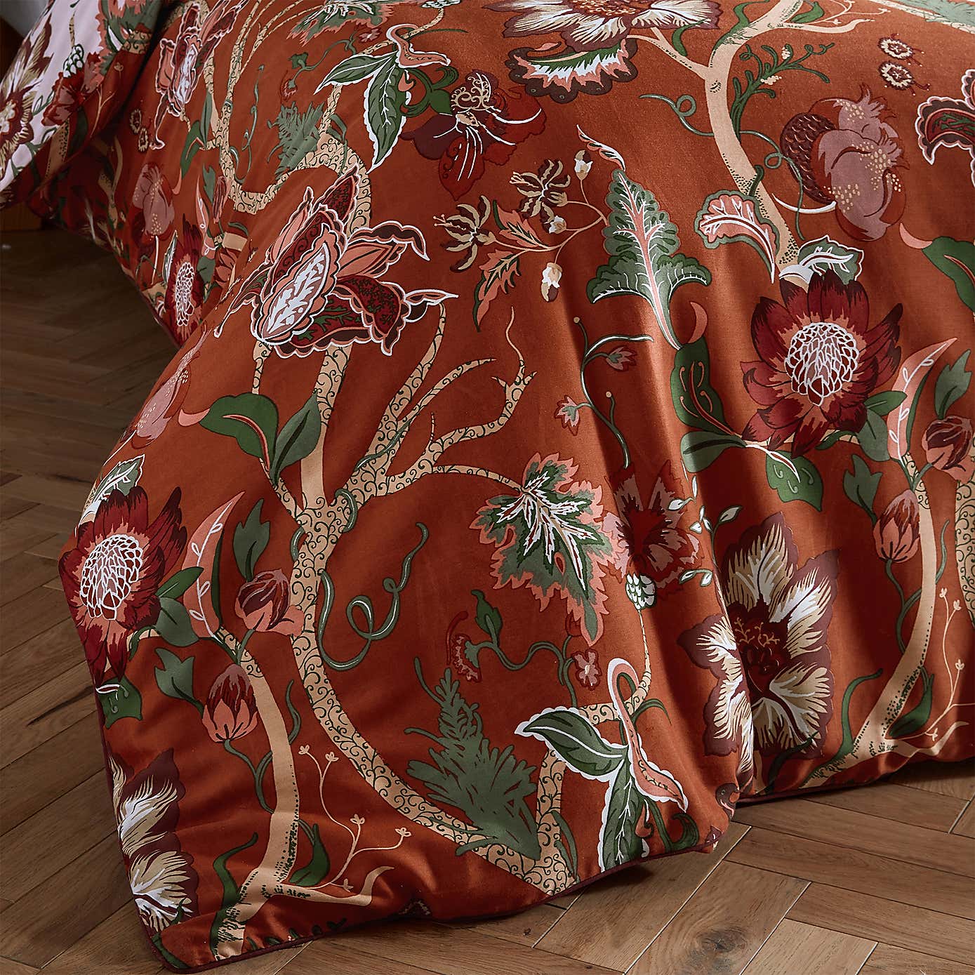 Paoletti Botanist Rust 100% Cotton Reversible Duvet Cover and Pillowcase Set