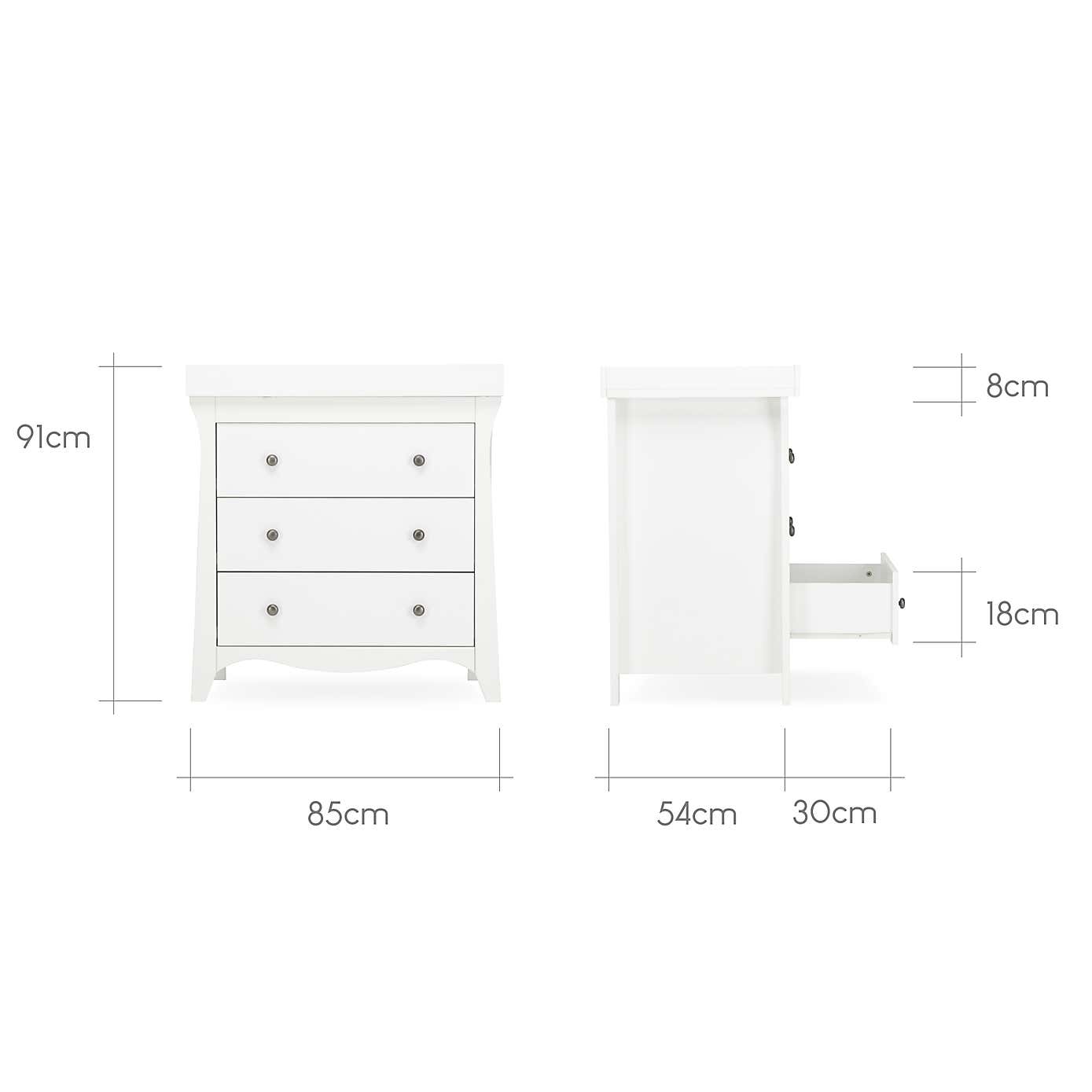 CuddleCo Clara 3 Drawer Chest & Changing Unit