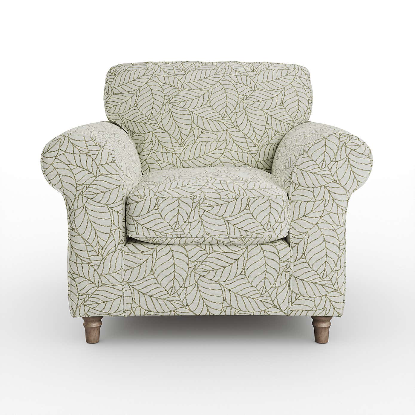 Flori Armchair, Leaf Print Fabric