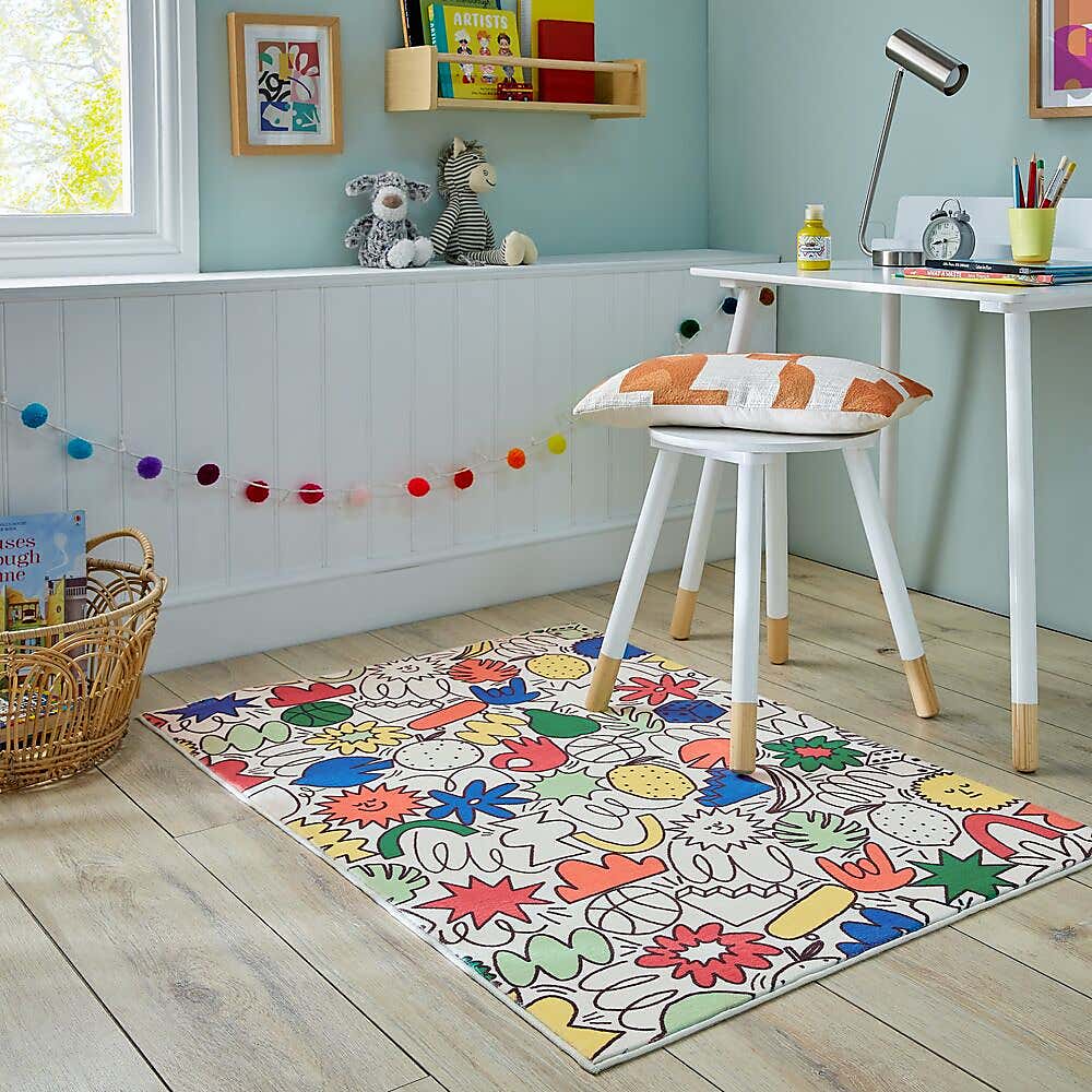 Funky Doodles Washable Faux Fur Rug