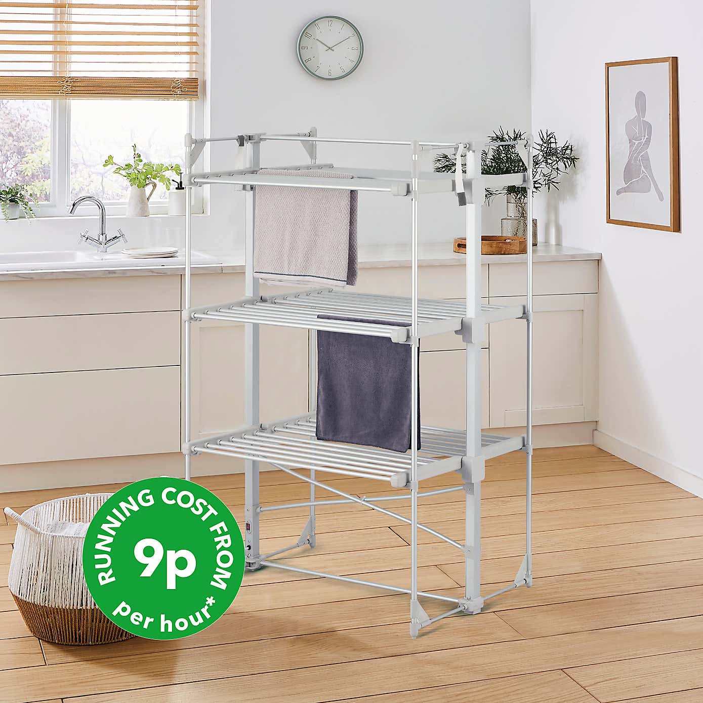 Extra Large 3 Tier Square Heated Airer and Cover