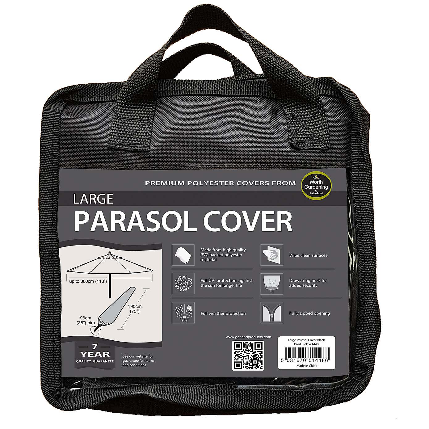 Garland Black Large Parasol Cover