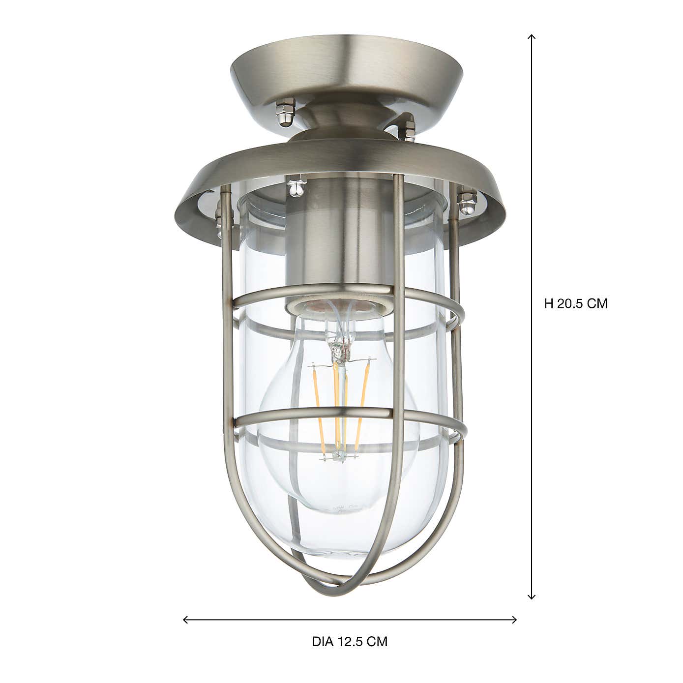 Barker Industrial Indoor Outdoor Flush Ceiling Light
