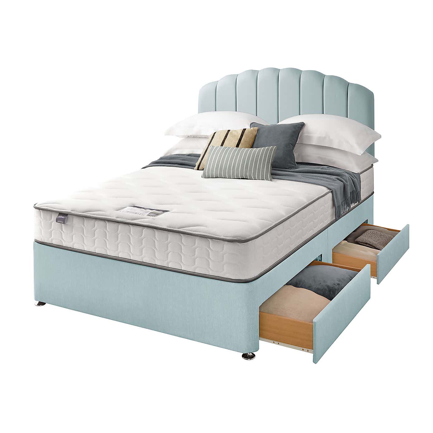 Silentnight 2 Drawer Divan Bed With Fabric Merlin Headboard