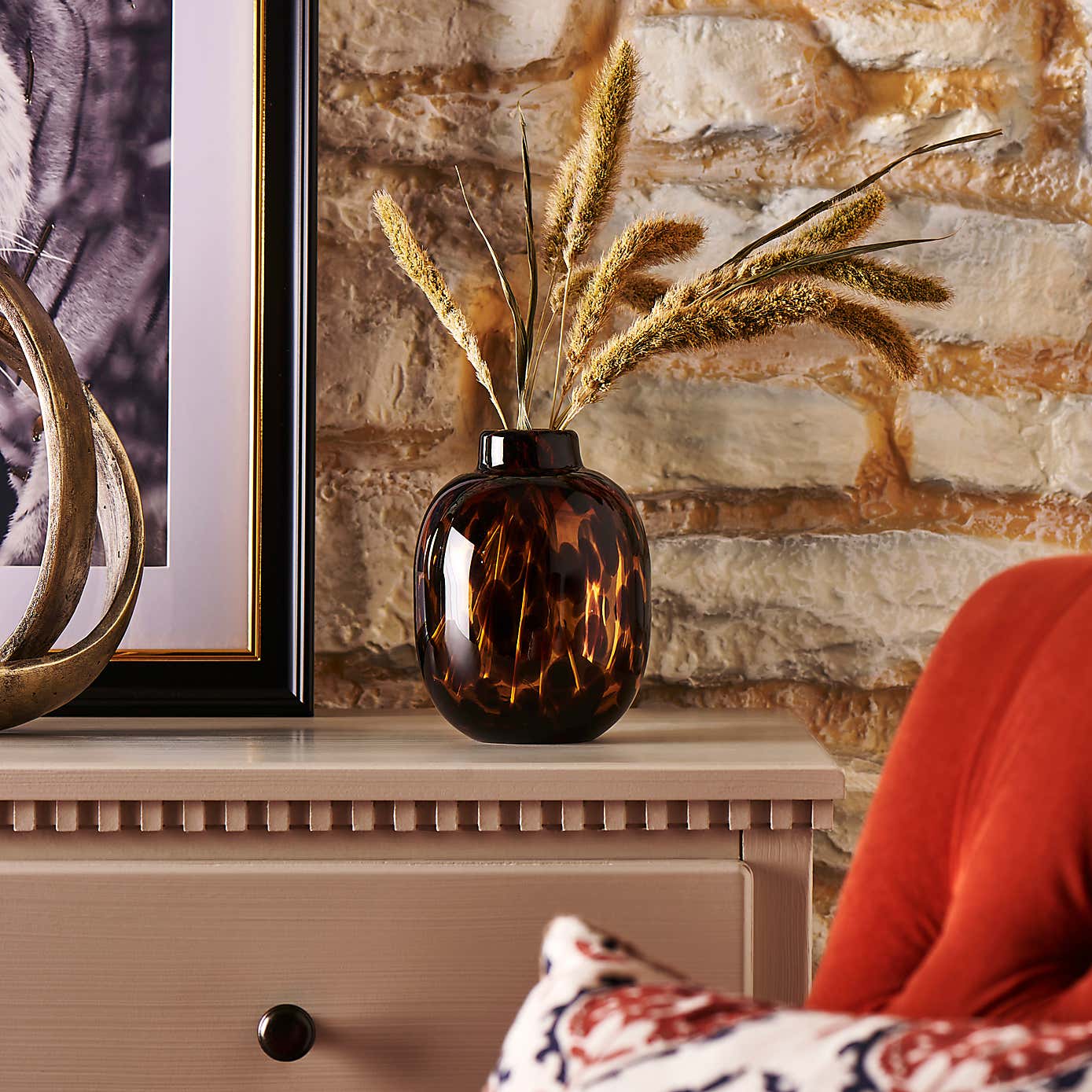 Luxe Travel Tortoiseshell Glass Vase