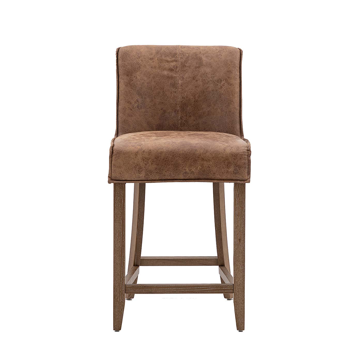 Thane Set of 2 Bar Stools, Brown Leather