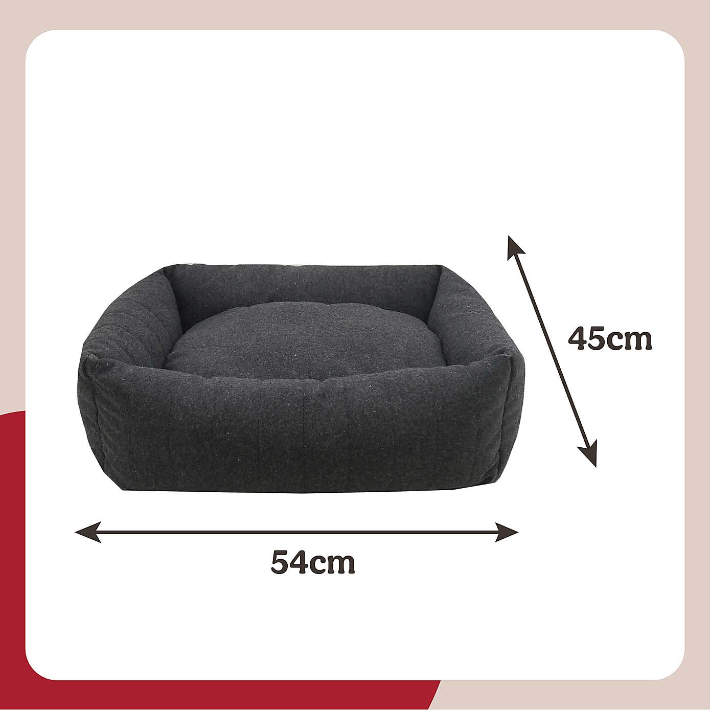 Rosewood Felt Grey Support Pet Bed