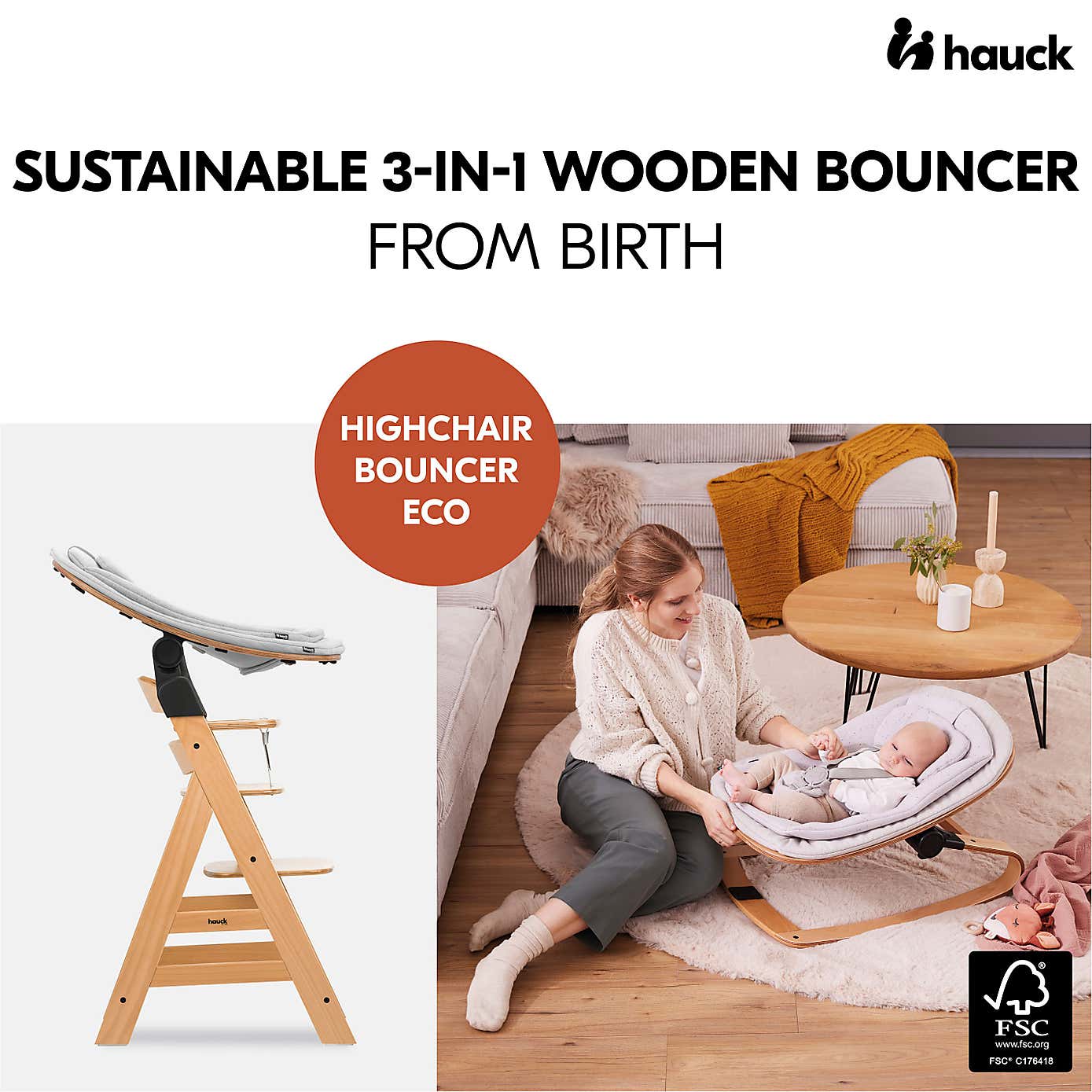 Hauck Wooden Highchair Bouncer