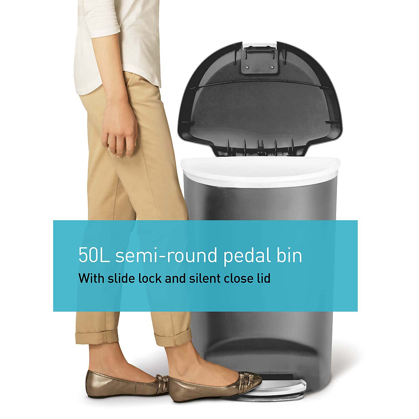 Simple Human 50 Litre Semi-Round Pedal Bin