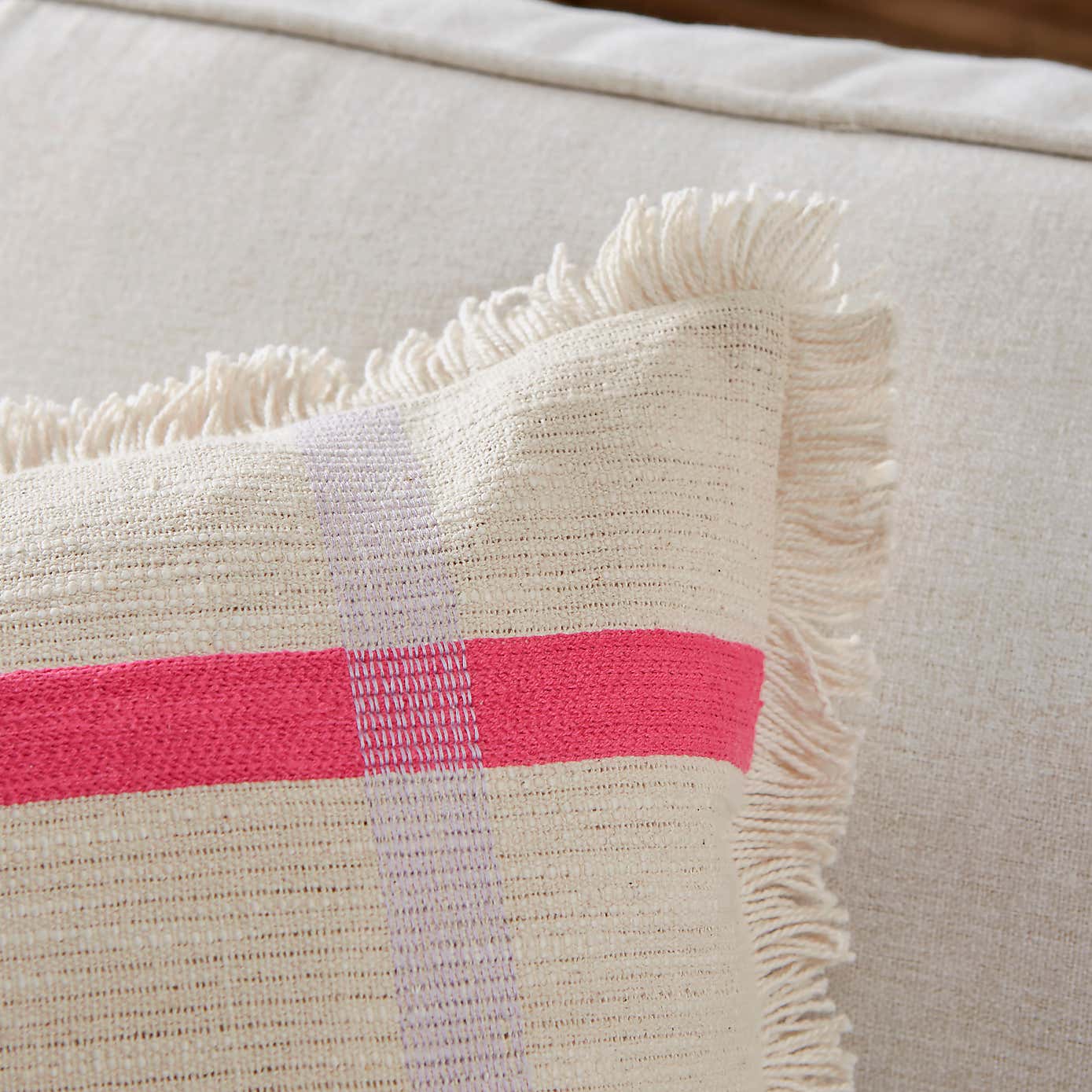Woven Check Cotton Square Cushion
