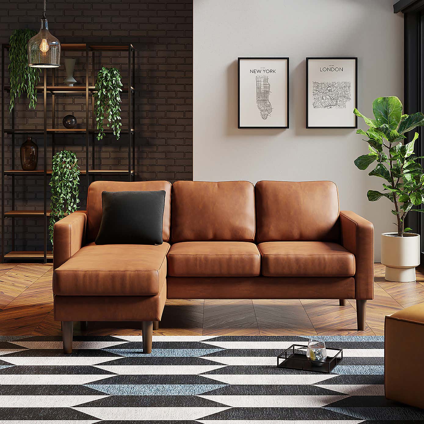 Jacob Faux Leather Compact Corner Chaise Sofa