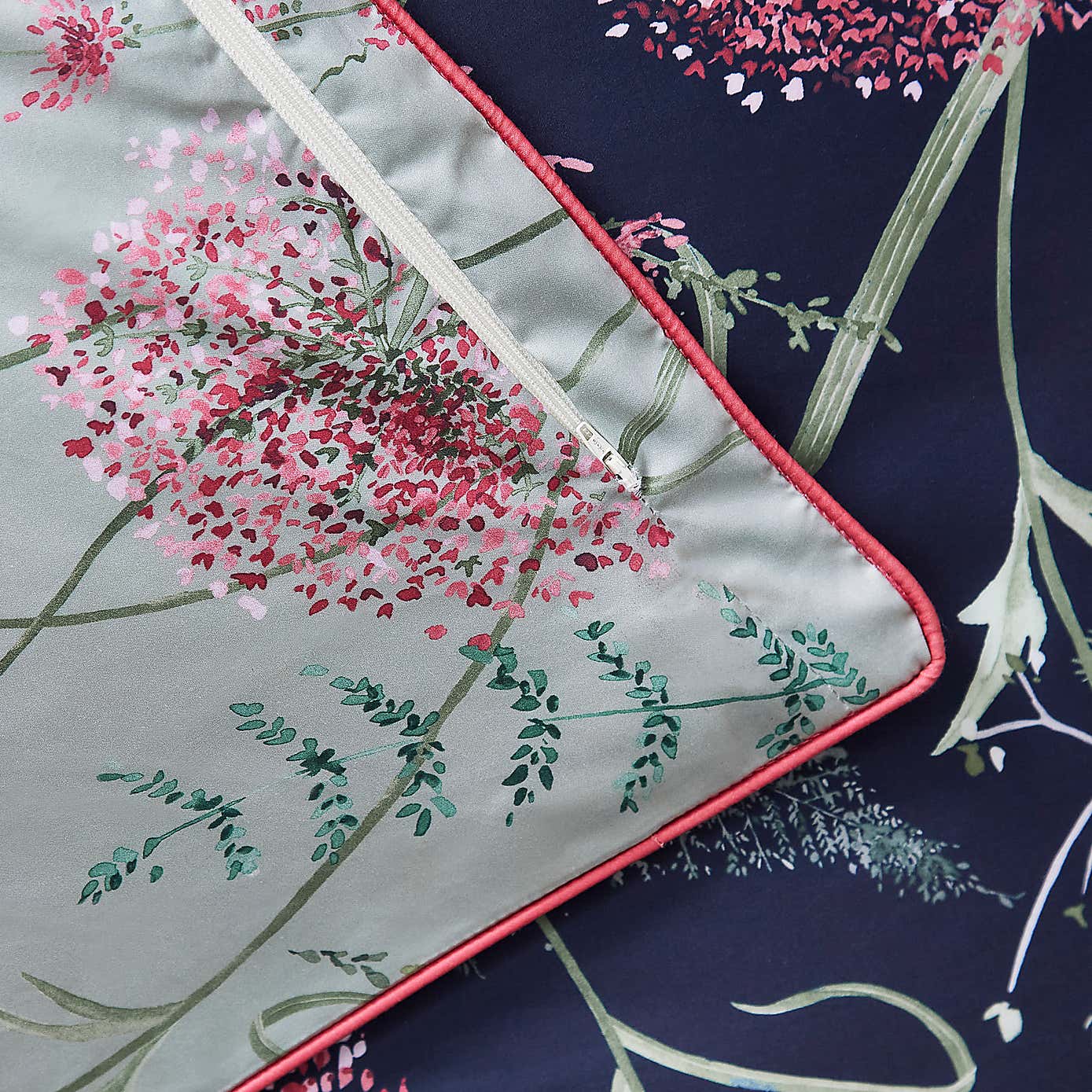 Dorma Winter Garden Navy 100% Cotton Housewife Pillowcase Pair