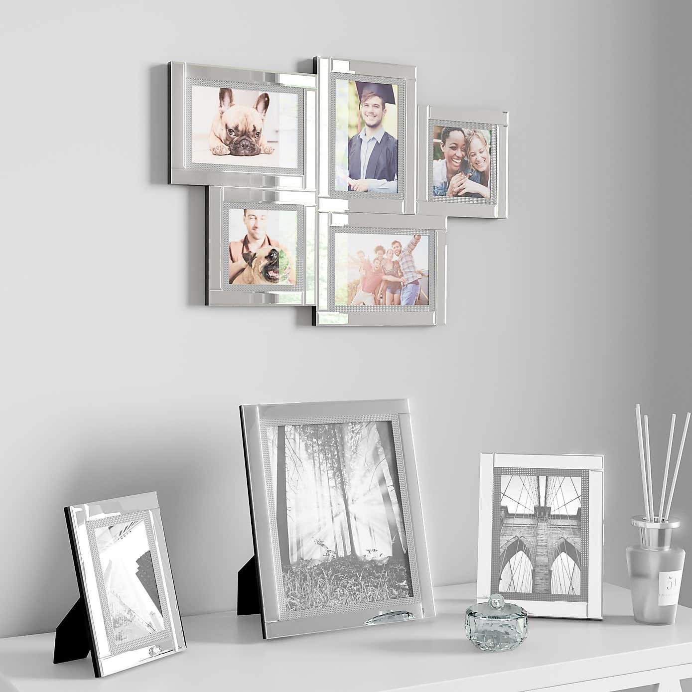 Diamonte Mirrored Multi Photo Frame