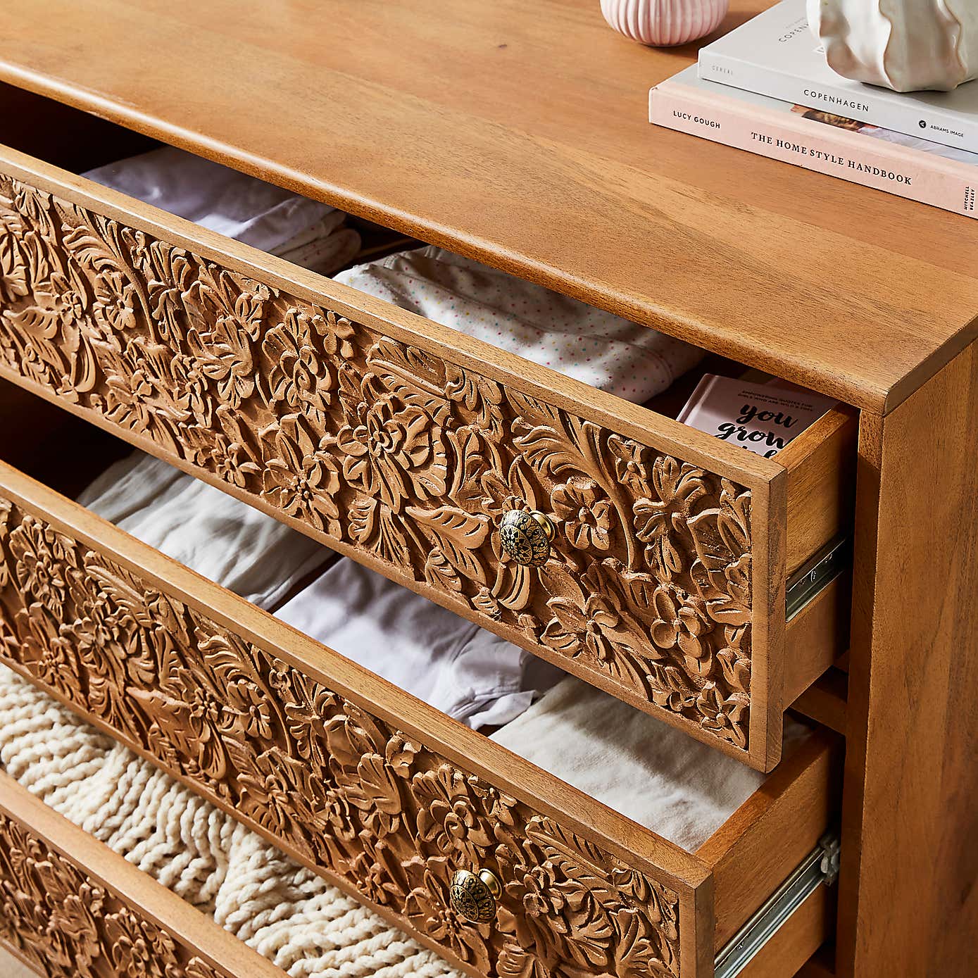 Jules Hand Carved 3 Drawer Chest