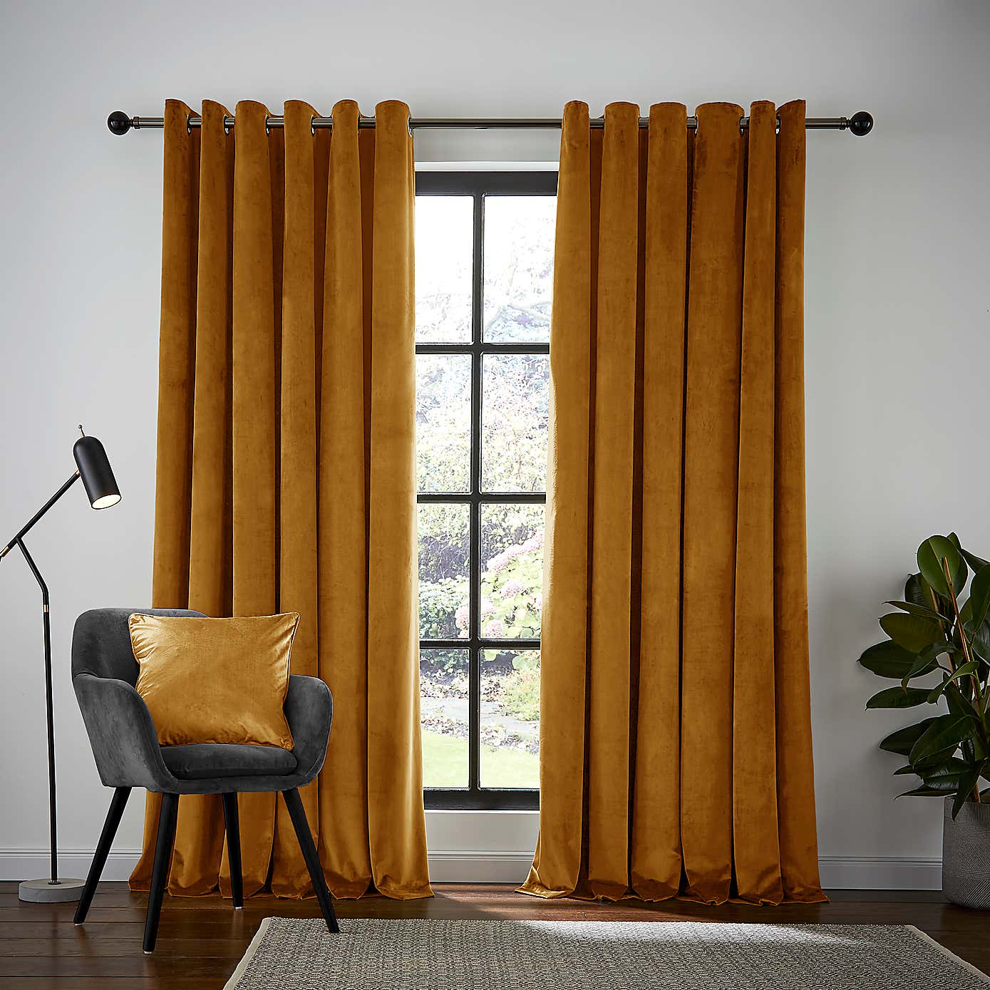 Recycled Velour Eyelet Curtains