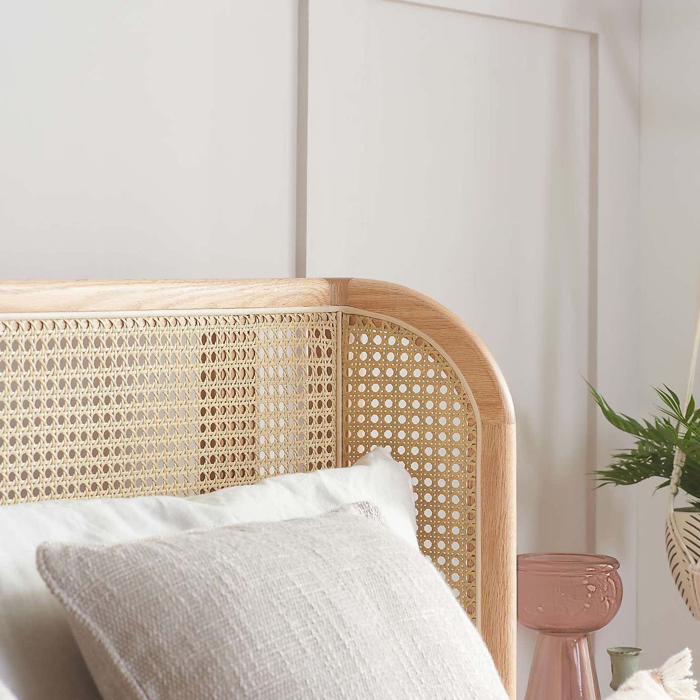 Birlea Astrid Rattan Bed Frame, Oak