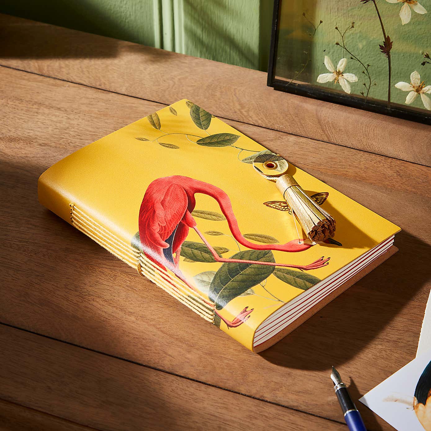 Recycled Leather Flamingo Notebook