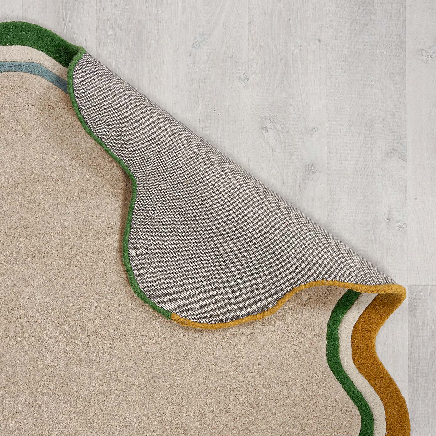 Elements Wave Natural Border Wool Rug
