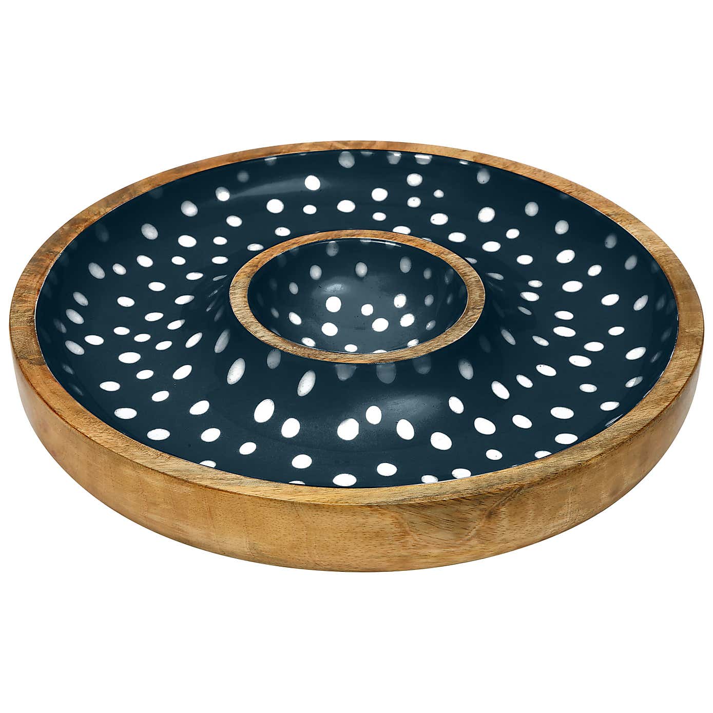 Dexam Sintra Mango Wood Spotted Chip and Dip Bowl