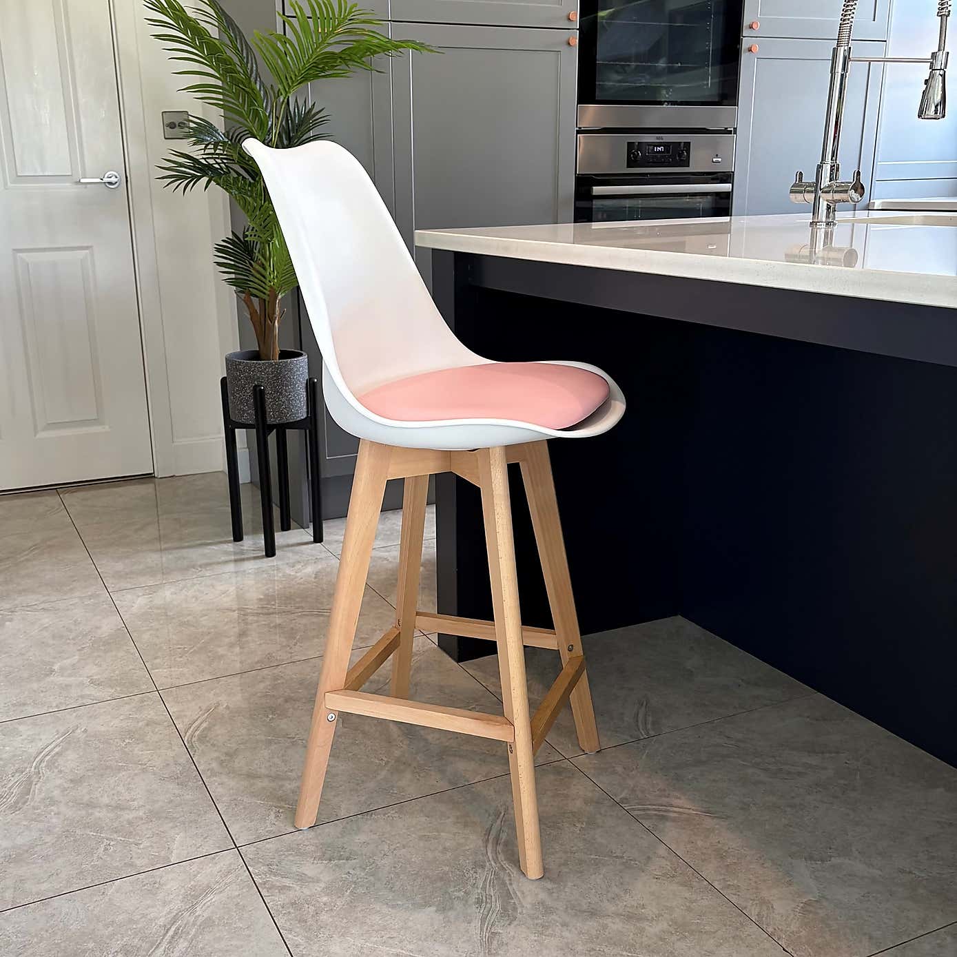 Fusion Living Soho White Plastic Bar Stool