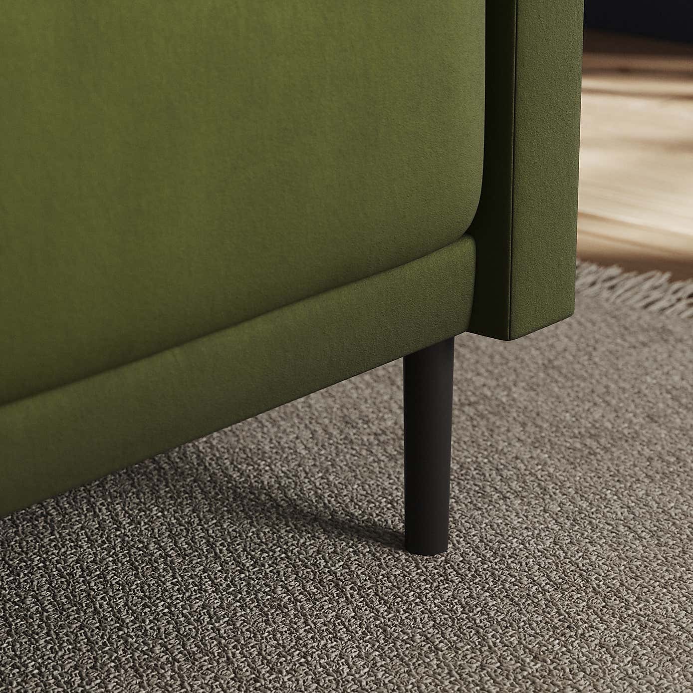 Amali Corner Dining Bench, Matte Plush Velvet