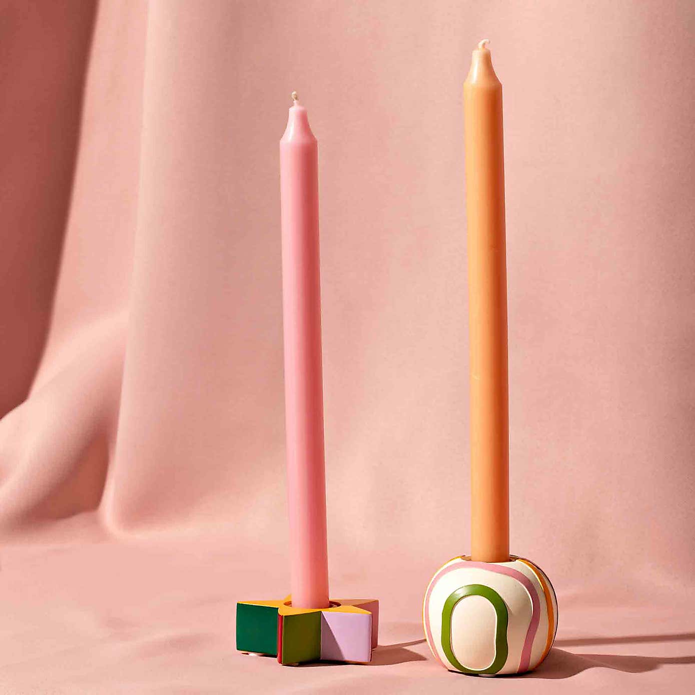 Raspberry Blossom Set of 2 Candlestick Holders