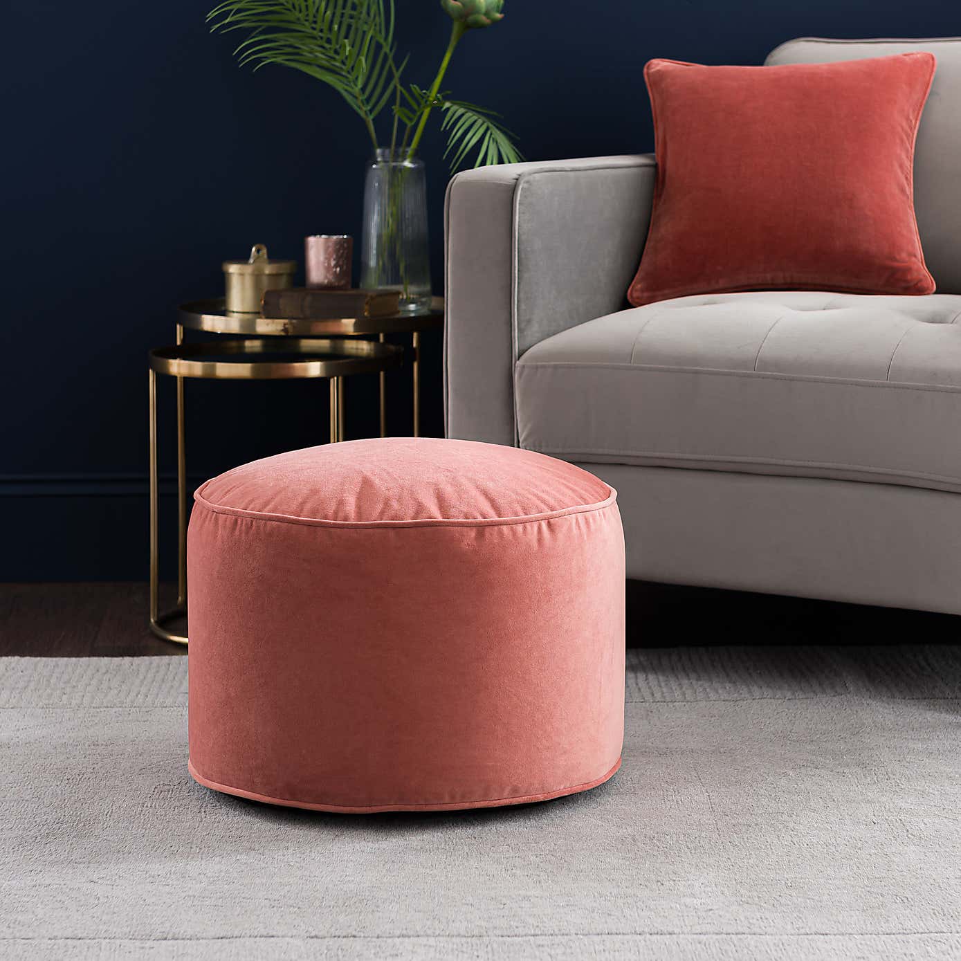 Eliza Velvet Old Gold Pouffe