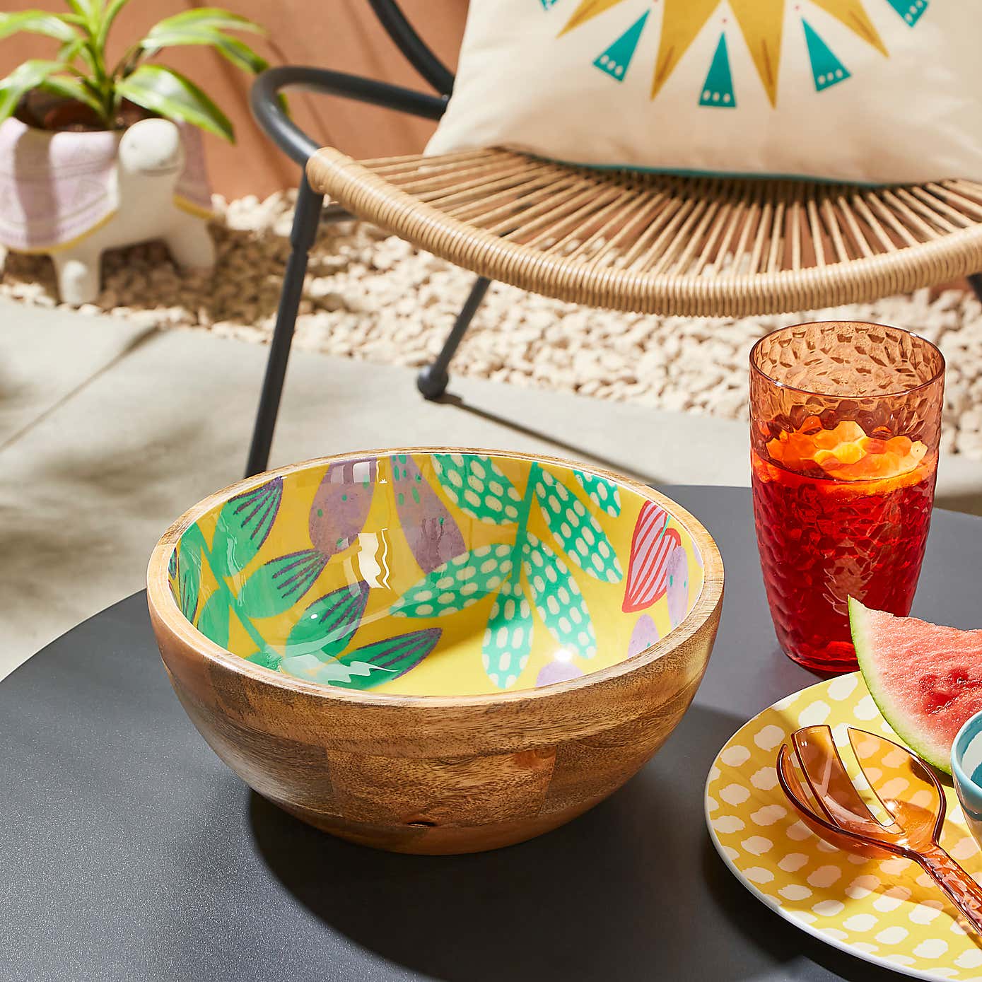 Palm Leaves Mango Wood Serving Bowl