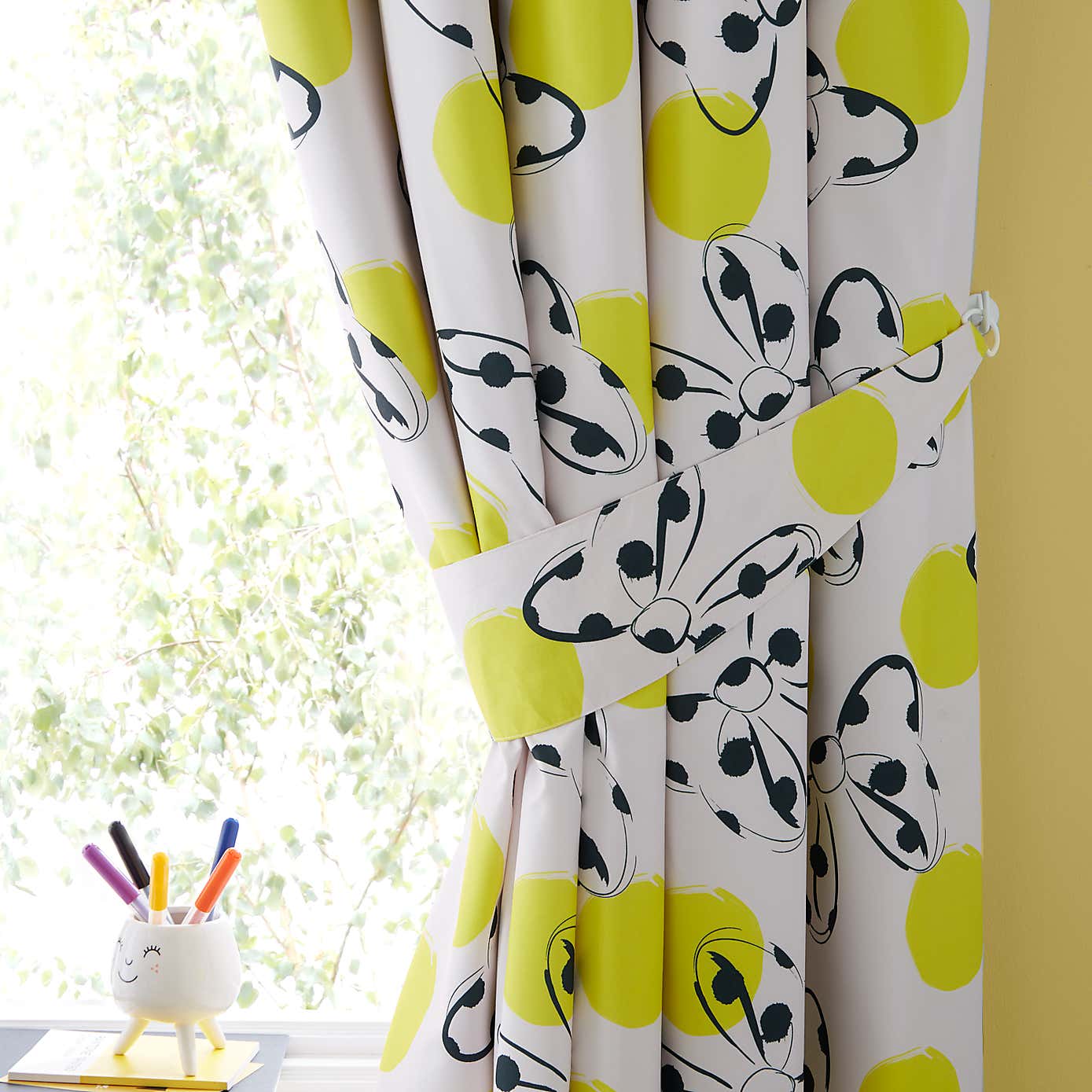 Minnie Yellow Eyelet Curtains