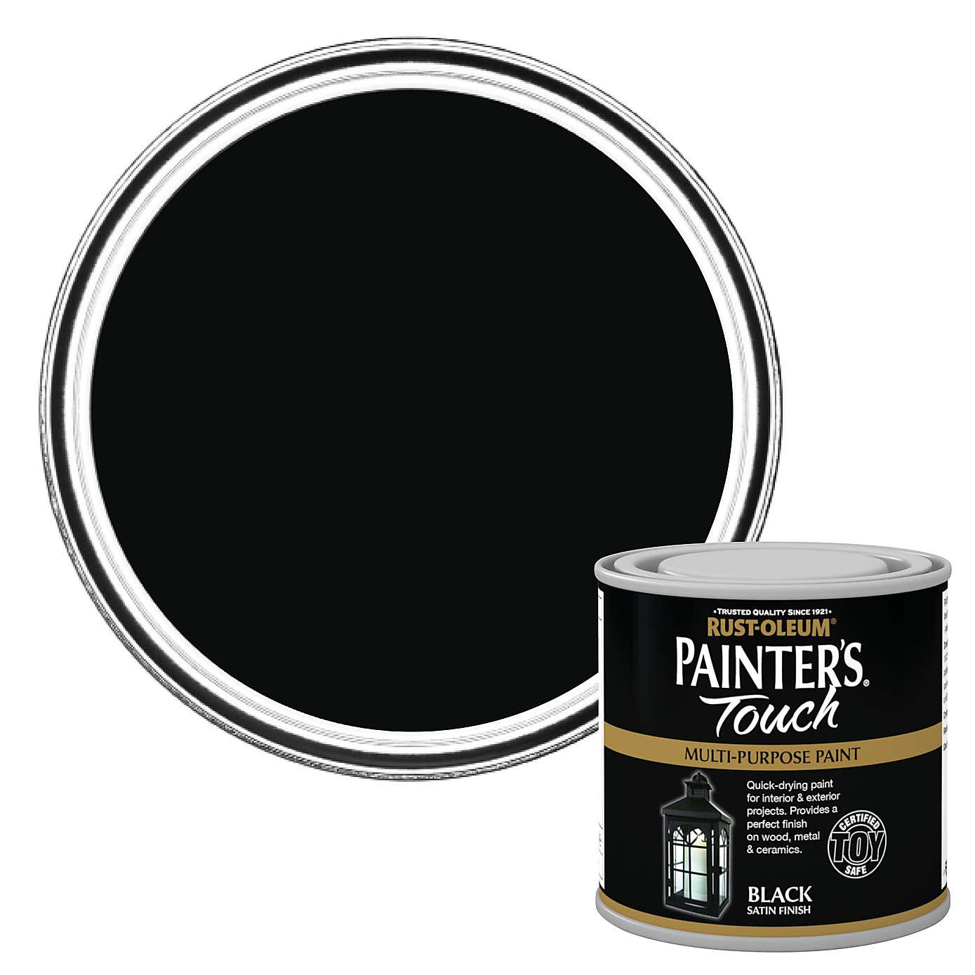 Rust-Oleum Black Satin Painter's Touch Toy Safe Paint 250ml