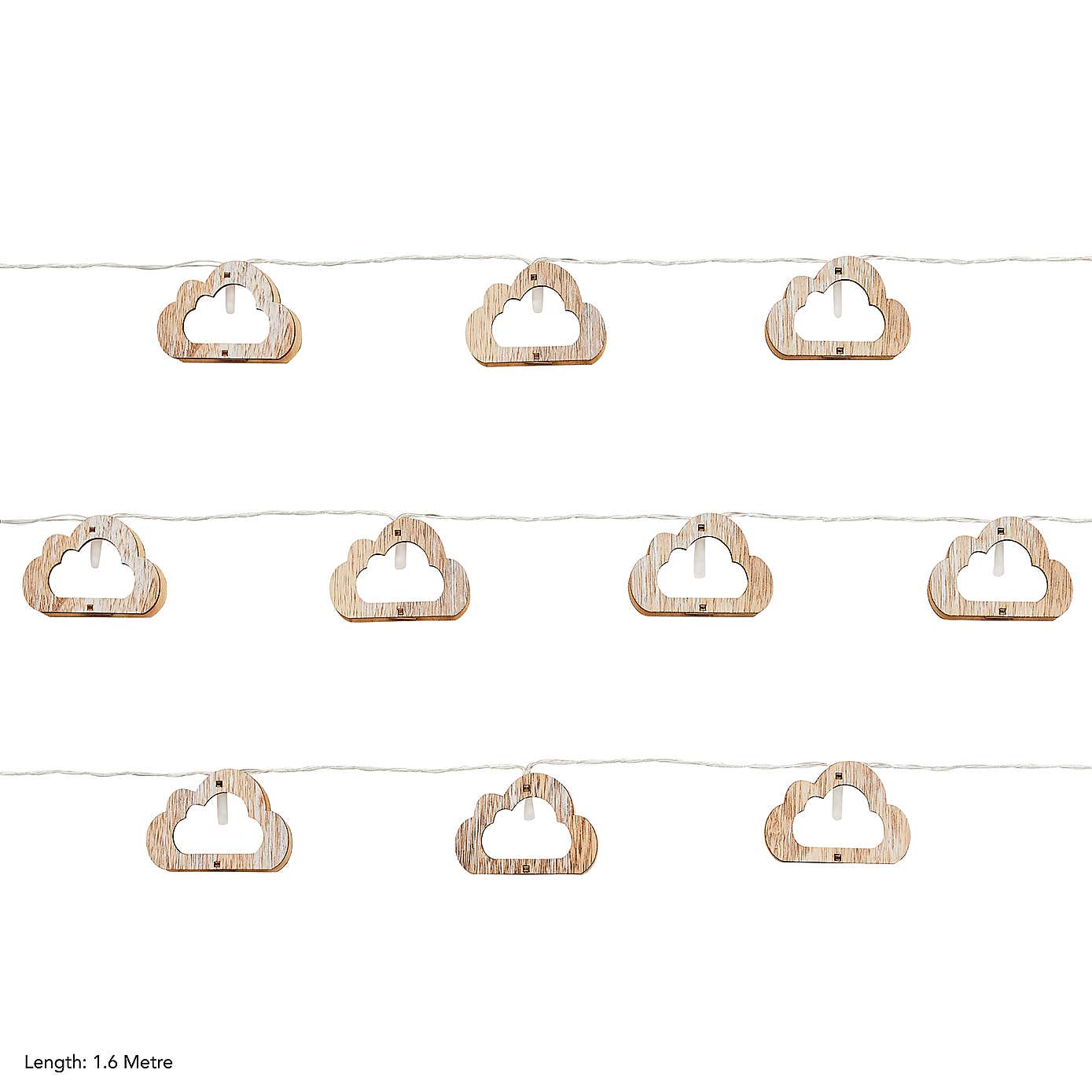 Wooden Cloud 10 LED String Lights
