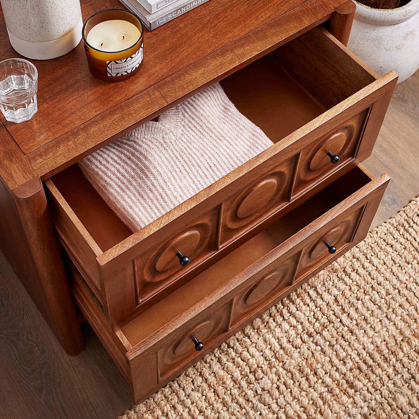 Theodore 2 Drawer Wide Bedside Table