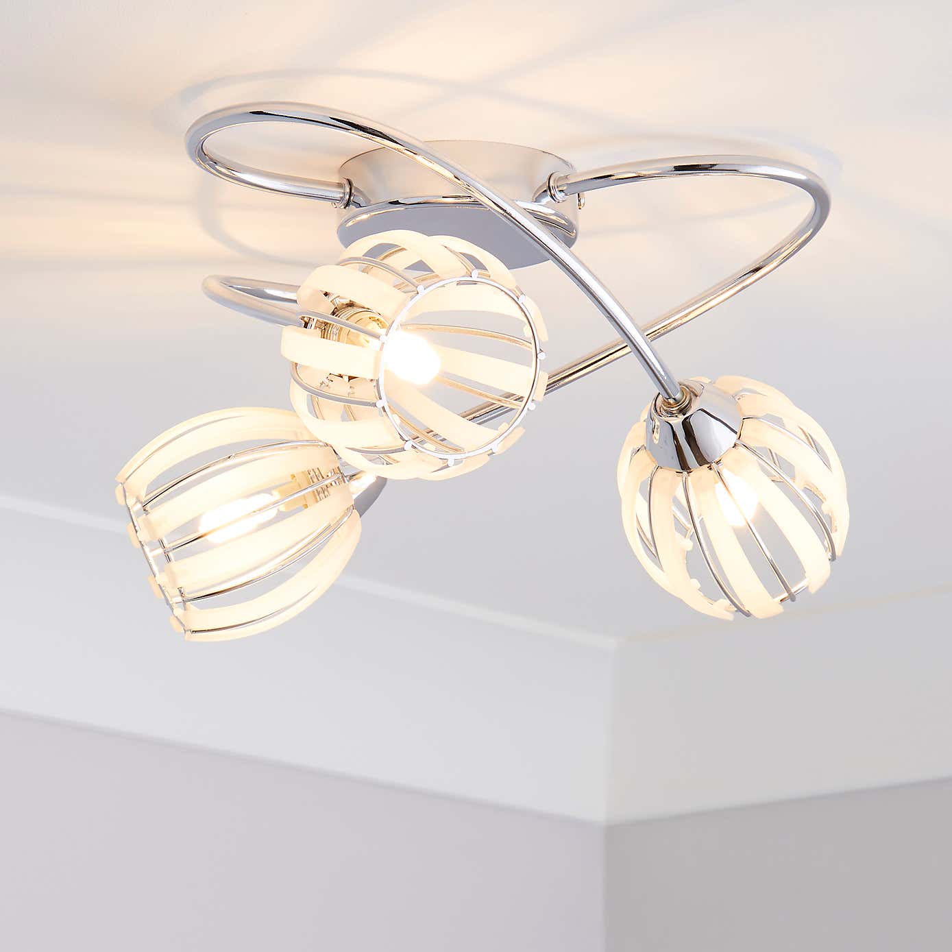 Rosa 3 Light Chrome Semi-Flush Ceiling Fitting