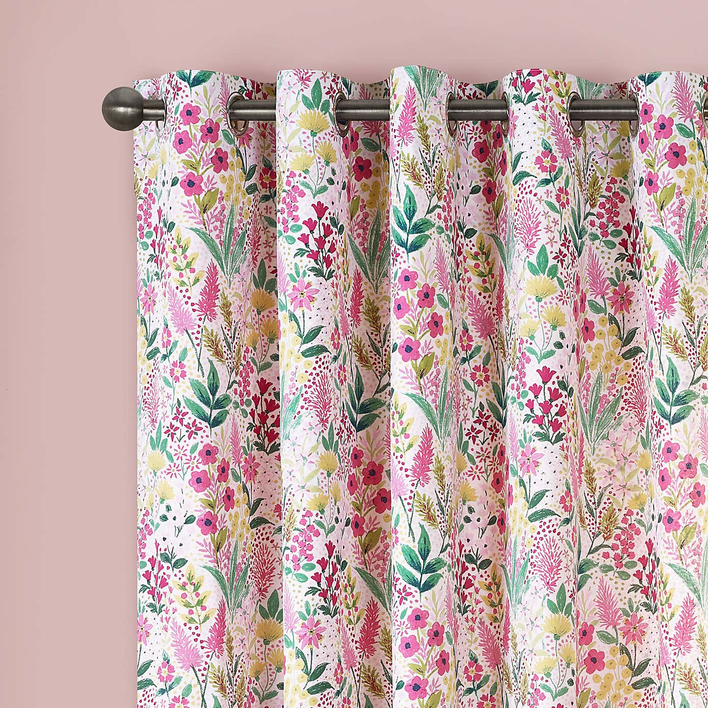 Catherine Lansfield Tilly Floral Reversible Eyelet Curtains