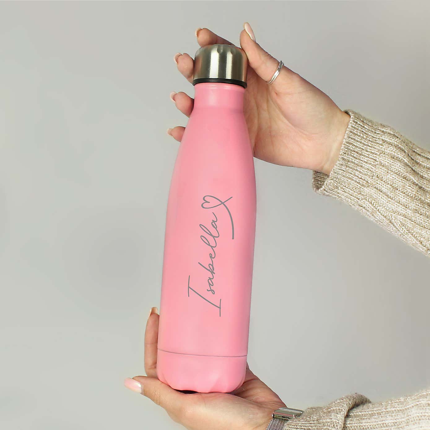 Personalised Heart Metal Insulated Drinks Bottle