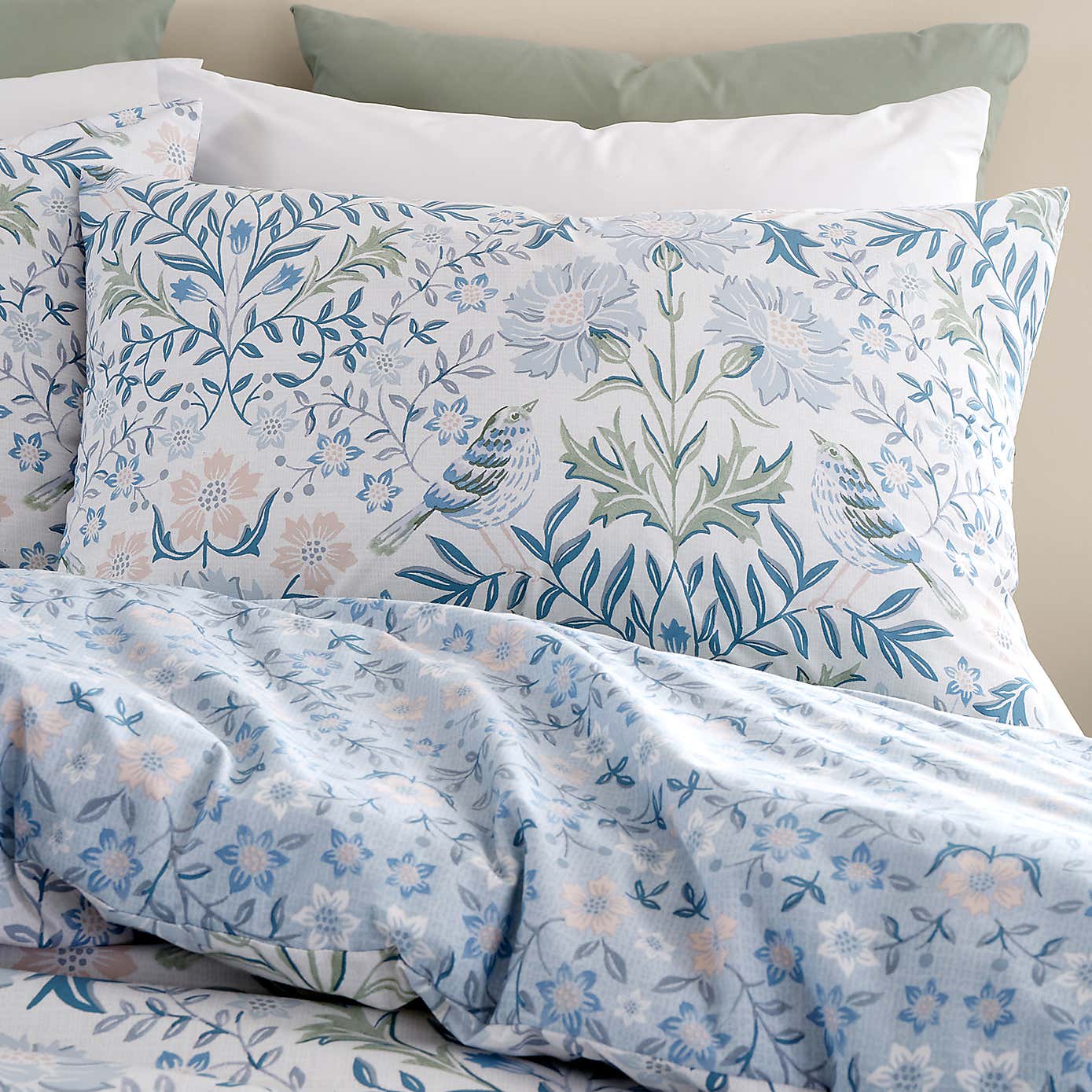 Bianca Hedgerow Hopper 200 Thread Count Cotton Blue Duvet Cover and Pillowcase Set