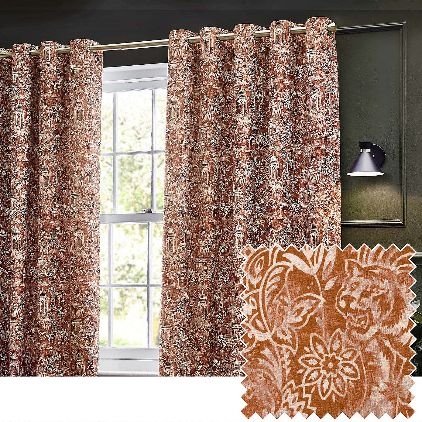 Bengal Amber Eyelet Curtains
